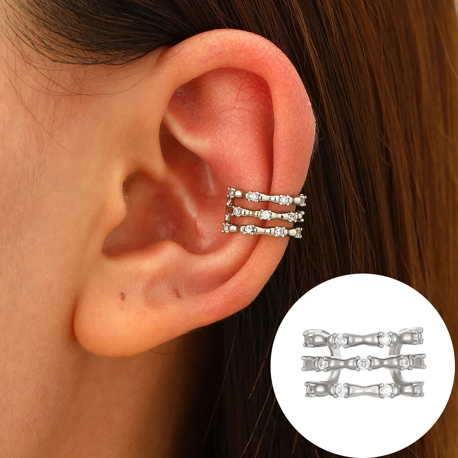 Ear Clip No Hole Ear Bone Clip No Piercing Women Simple Zircon Earrings