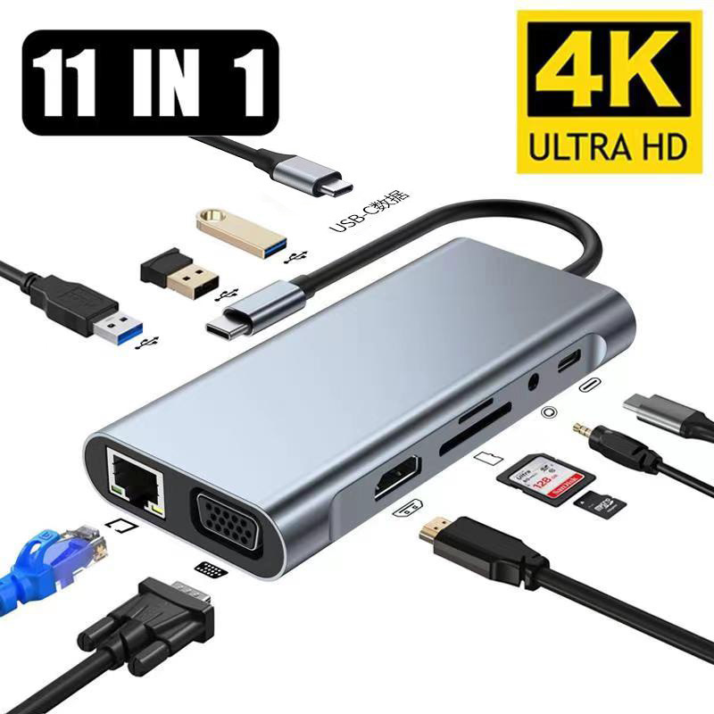 11-in-1 Docking Station Type-C Docking Station Gigabit Ethernet Notebook Multi-function Converter USB 3.0