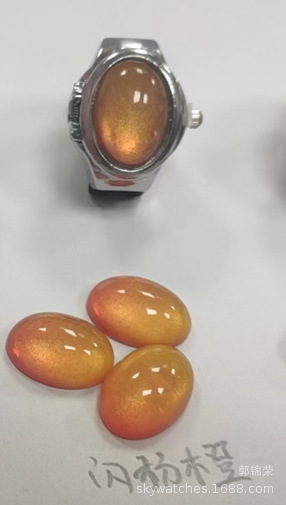 New Ring Watch Round Resin Glitter Flip Finger Watch Student Watch Can See Time