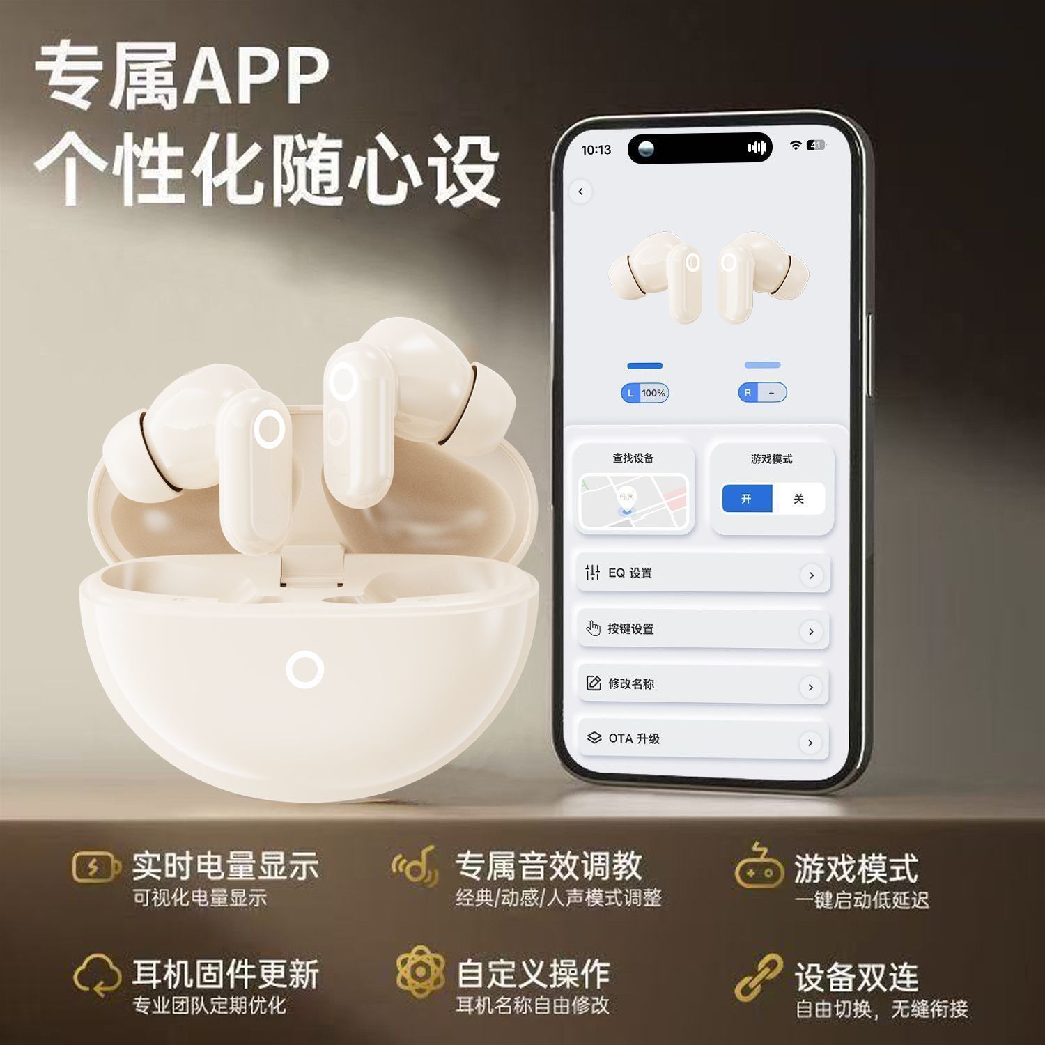 K11 Earphones Smart with APP New Wireless Bluetooth Earphones Smart High Sound Quality Sports Ultra-Long Battery Life