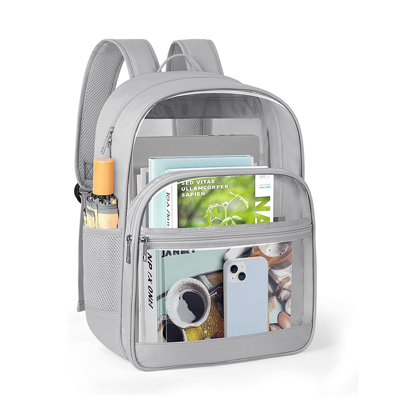 New Transparent Backpack Durable Transparent School Bag PVC Transparent Backpack with Reinforced Straps Large Capacity Clear Bag