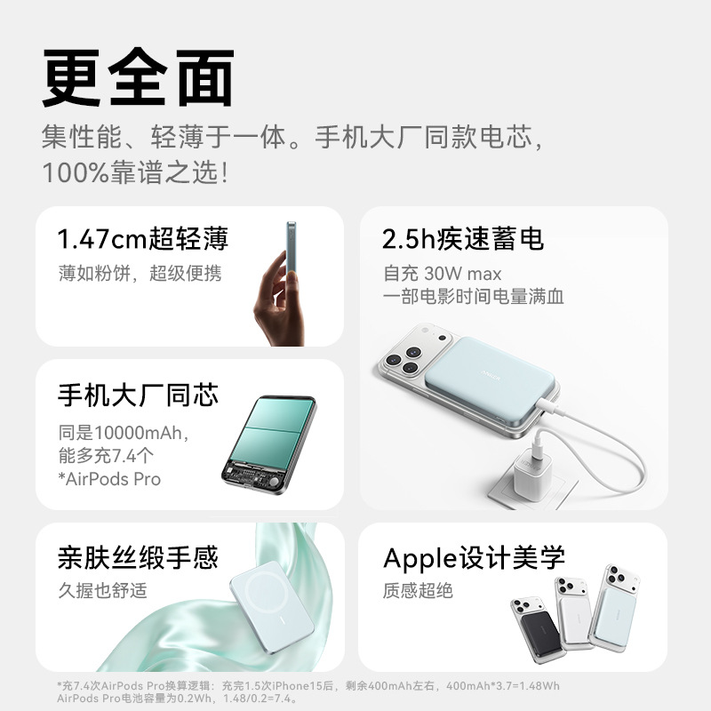 ANKER Anker MagGo Ultra-Thin Magnetic Power Bank 30W Mobile Power 10000mAh 3C Certified A1664