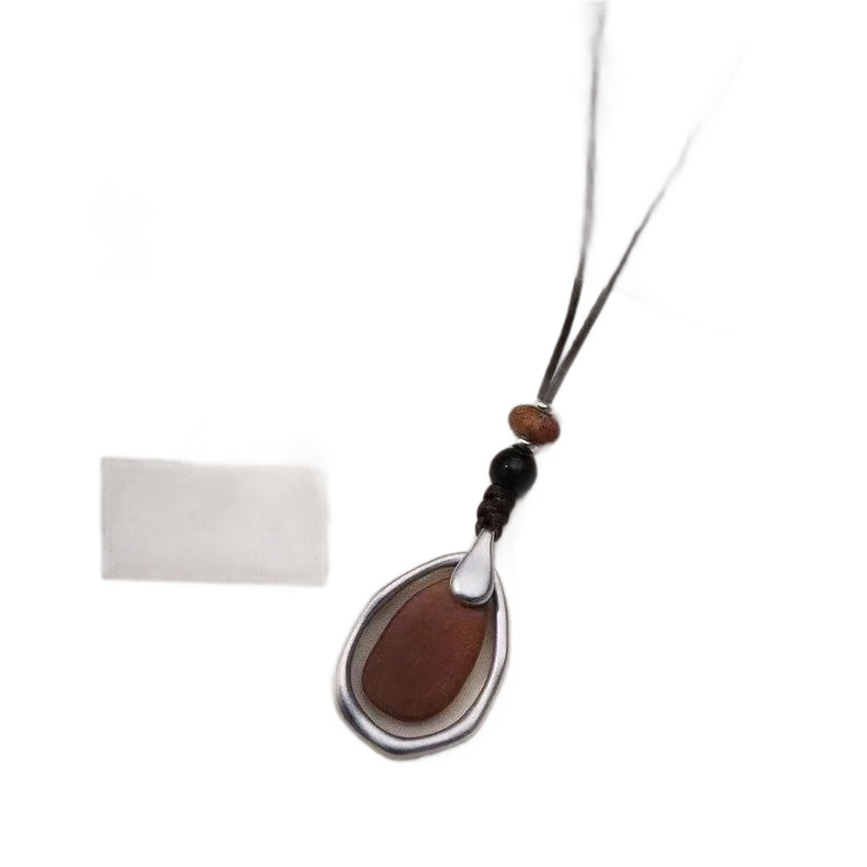 New Wooden Pendant Long Necklace Geometric Necklace New Chinese Style Sweater Chain Accessories Daily