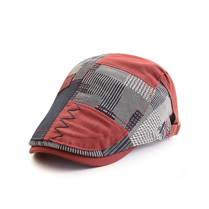 New patchwork plaid niche cap for women, summer sun-protective hat, men's forward cap