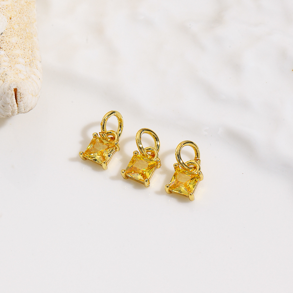 Niche geometric square colored zircon small pendant, DIY bracelet necklace earring accessories materials jewelry