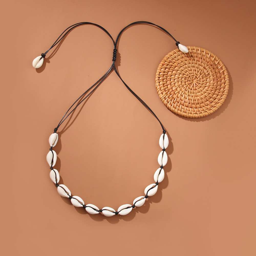 Shell Necklace Beach Vacation Style Hemp Rope Woven Bracelet Ocean Shell Bracelet Set Women