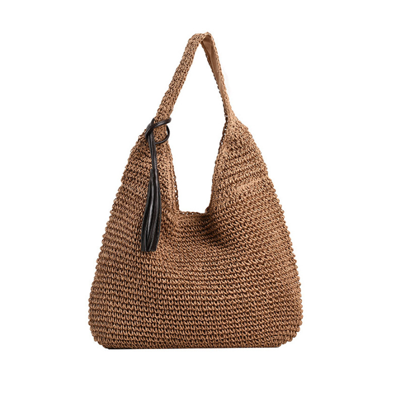 2024 single-shoulder large capacity crossbody straw bag women's summer canvas bag seaside beach vacation woven bag straw bag