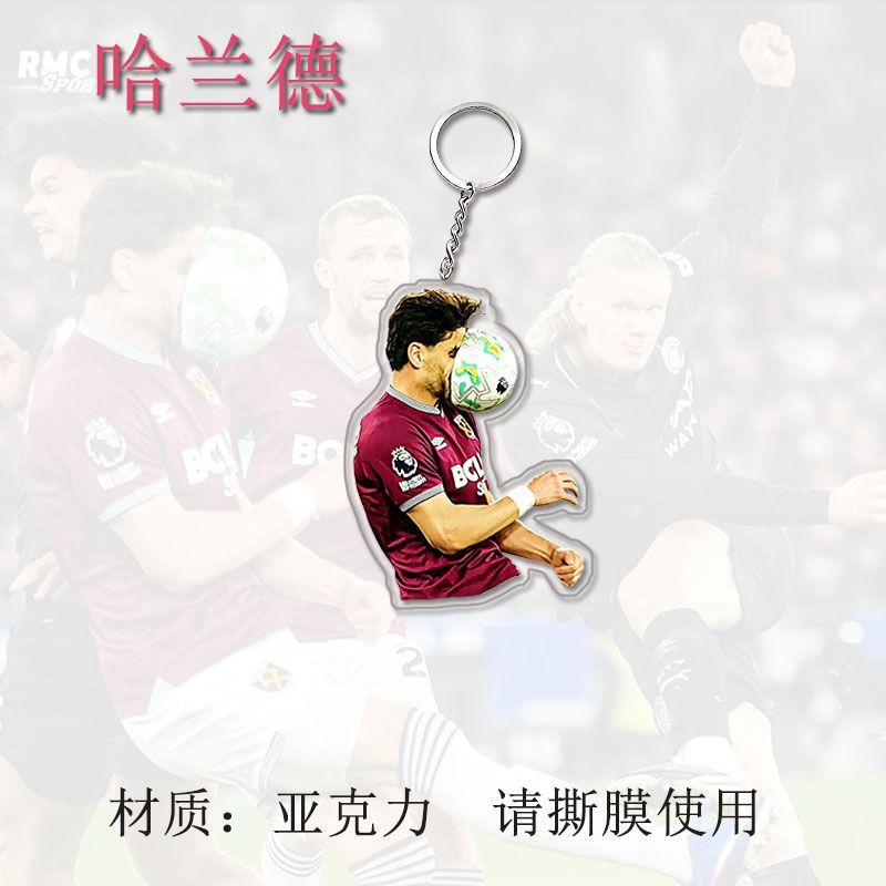 Football Star Erling Haaland Shooting Action Custom Acrylic Keychain Student Backpack Pendant