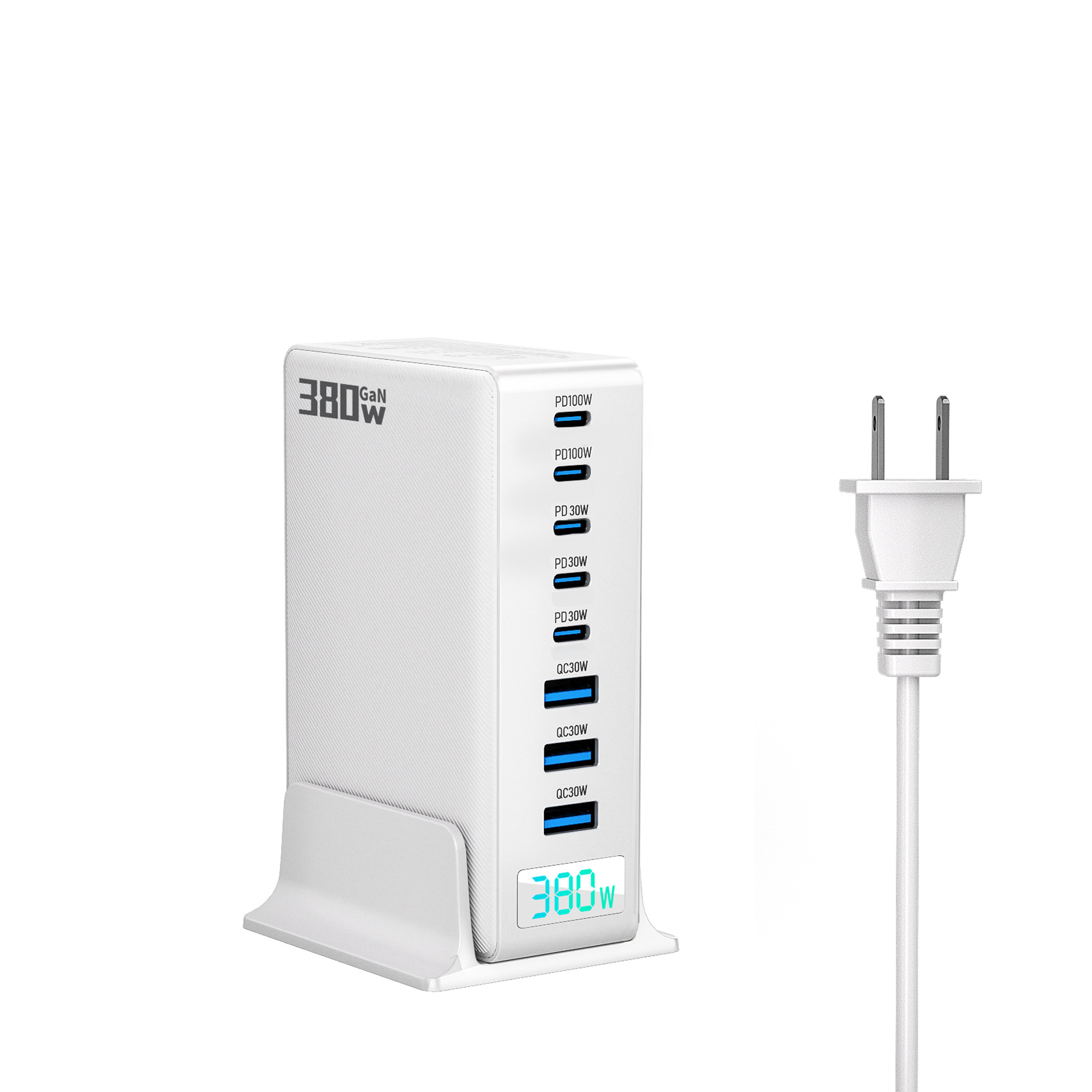 380W GaN Charger Multi-Port Desktop Charging Station Fast Charging Head Compatible with Apple 17 Laptop Power Adapter