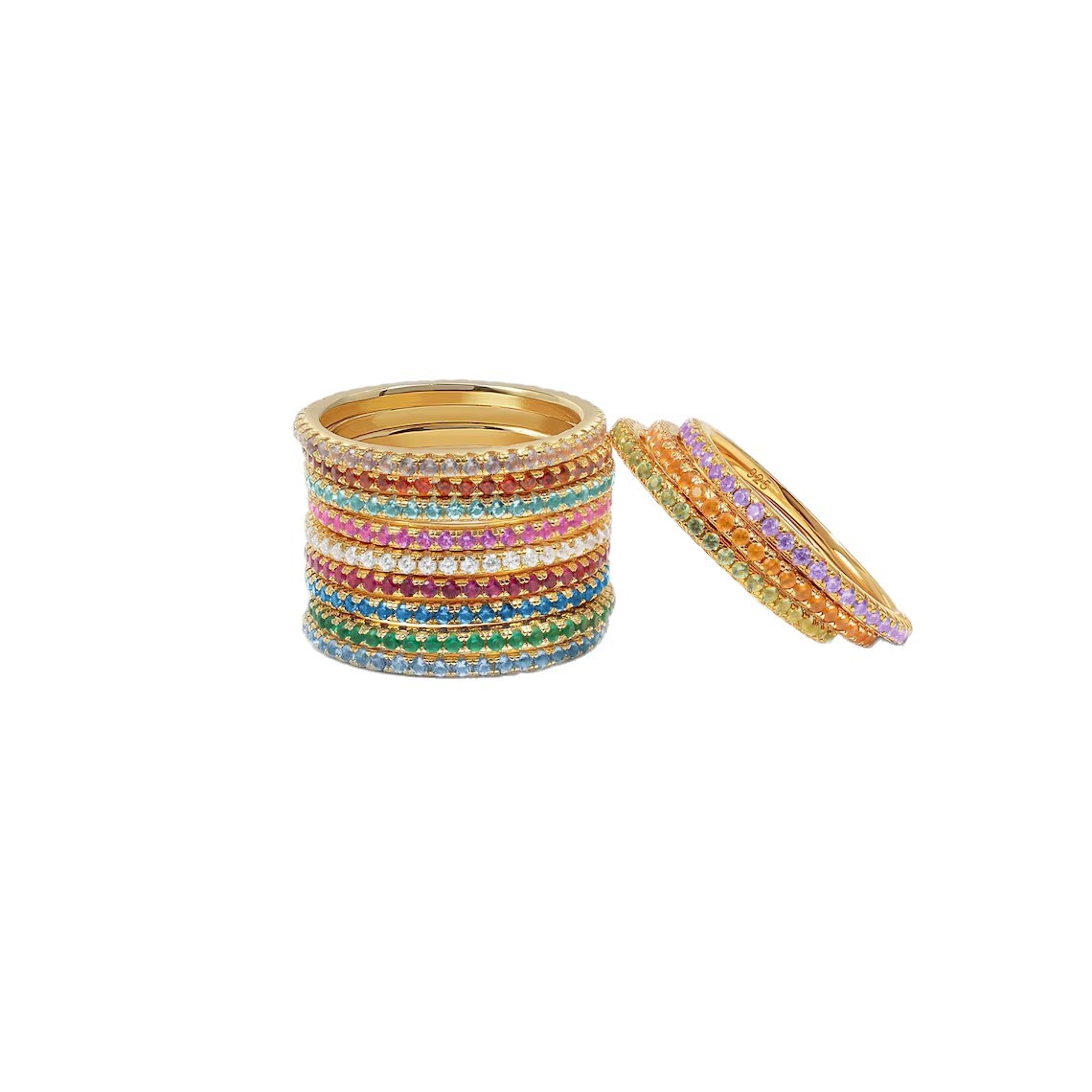 December Birthstone Ring Micro-Set Zirconia Row Drill 18K Gold Plated Index Finger Ring