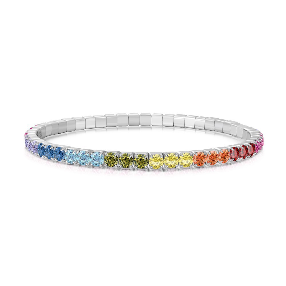 Live S925 sterling silver tennis bracelet for women, colorful zircon elastic rope full diamond banquet hand accessories wholesale