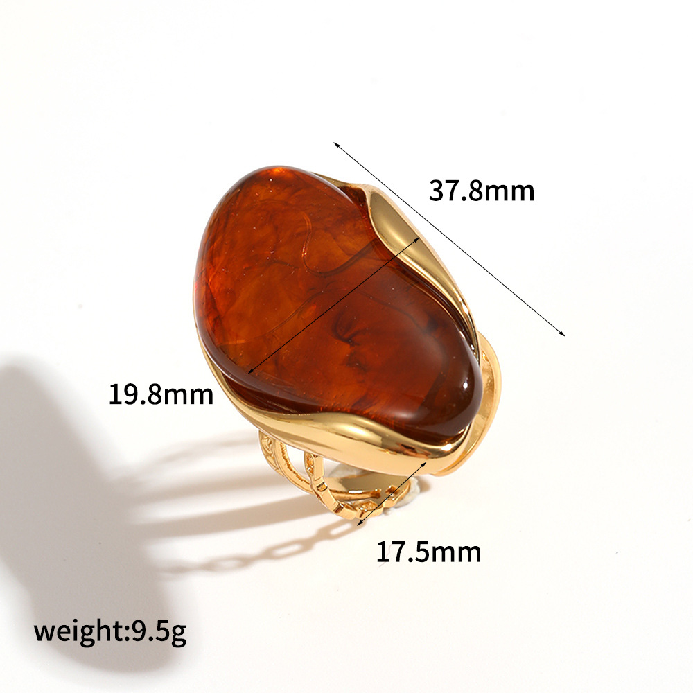 Irregular resin earrings women amber 18k gold stainless steel earrings ear jewelry