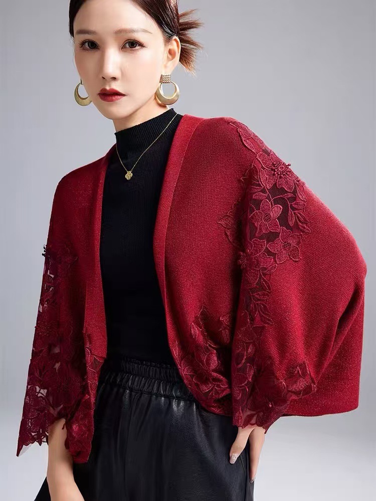 Live Spring Autumn Happy Mother-in-law Heavy Embroidery Cheongsam Outer Wear Wedding Mother Cape Coat Short Shawl