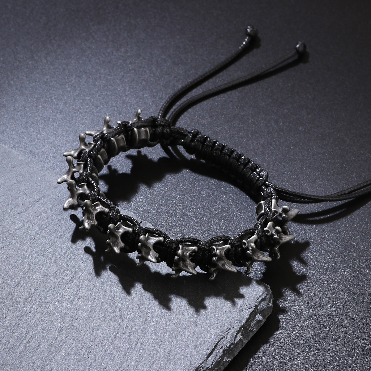 New Punk Alloy Dragon Bone Men's Woven Bracelet Adjustable Size Bracelet