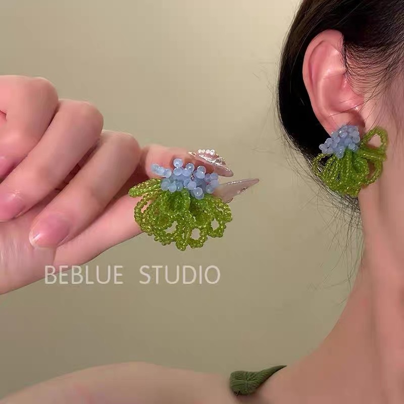 Spring Letter forest sweet bead flower earrings 2025 new ear accessories women ear studs