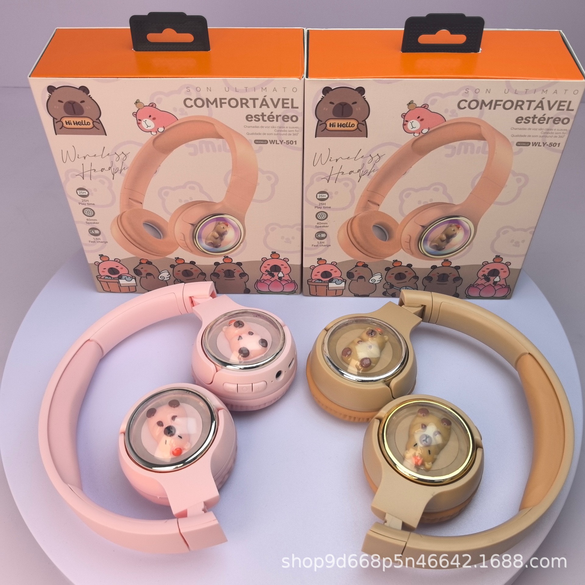 BT501 Space Capsule Cute Wireless Bluetooth Over-Ear Headphones Ultra-Long Battery Life with LED Light