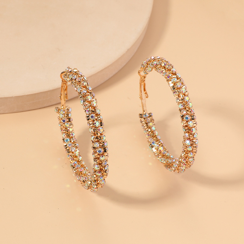 High-quality simple circle exaggerated earrings new diamond earrings