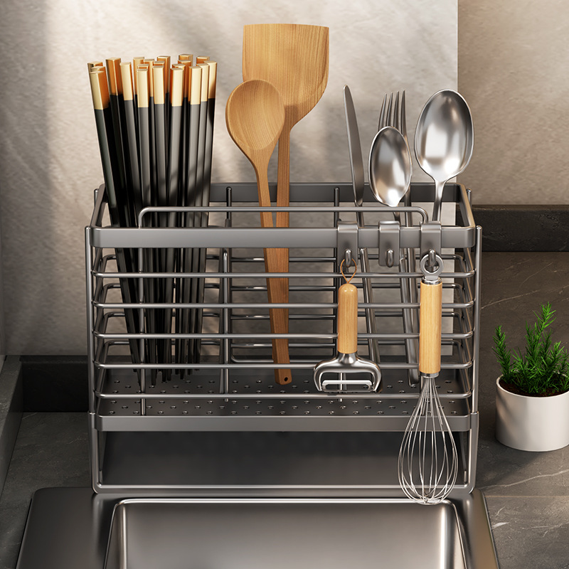 kitchen chopstick holder home use drain transparent storage rack for forks, knives, and spoons chopstick basket barrel wall-mounted