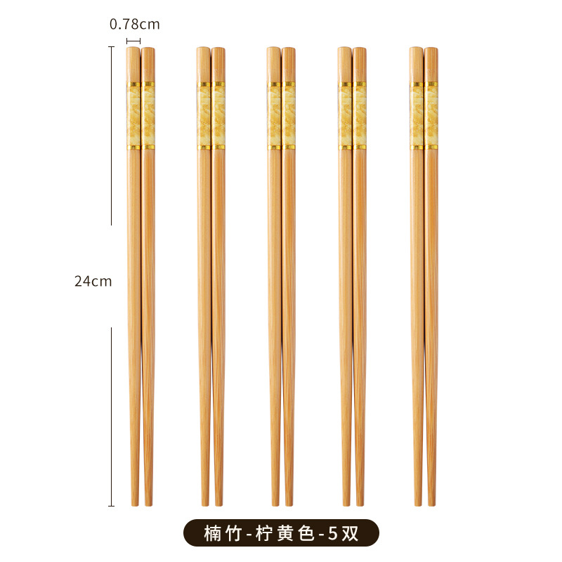 Printed bamboo chopsticks not easy to mold easy to clean household five-color chopsticks serving chopsticks easy to clean tableware