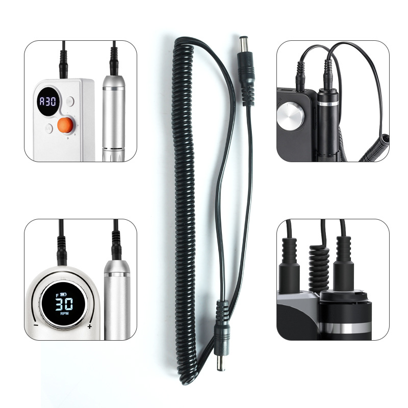 Rechargeable nail drill accessories drill handle connection wire DC port nail file replacement spring wire