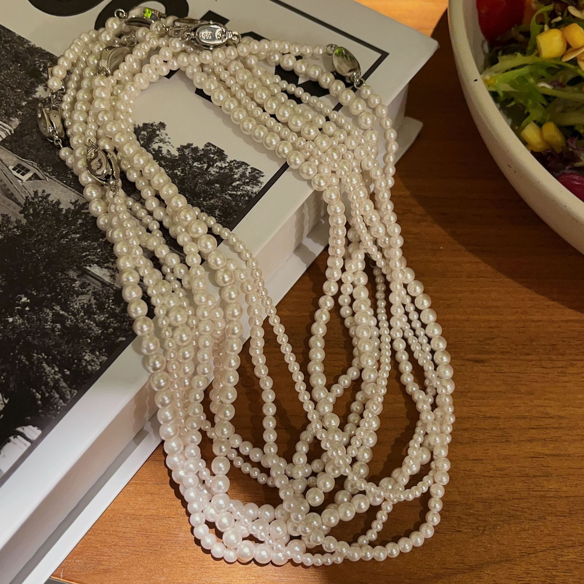 fever autumn winter natural freshwater pearl necklace women's niche neck chain sweater chain short