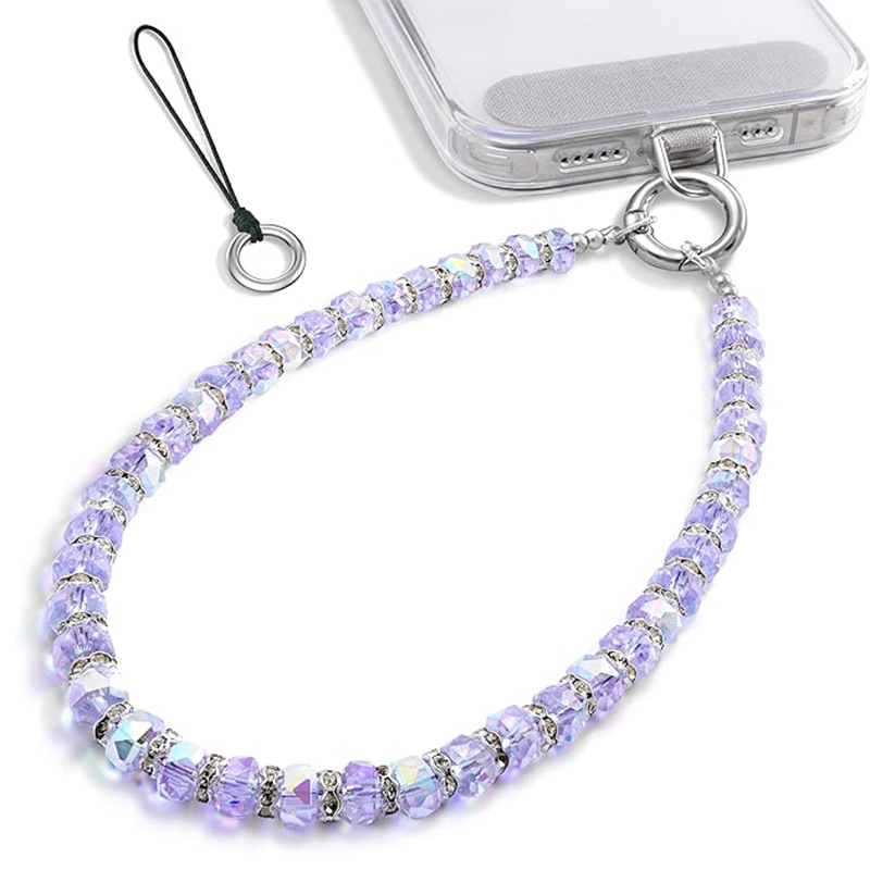 Niche Faux Pearl Faceted Crystal Phone Bag Pendant Charm Drill Ring Mixed Keychain