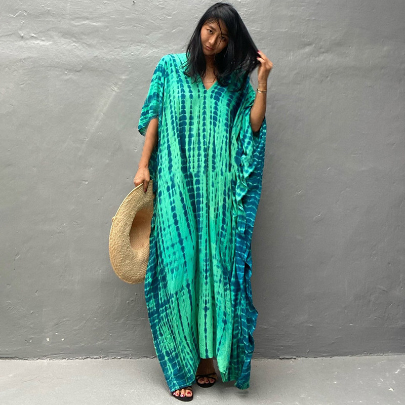 New Ombre Long Dress Beach Cover Up Vacation Long Dress Bikini Outer Swimsuit Cover Up Sun Protection