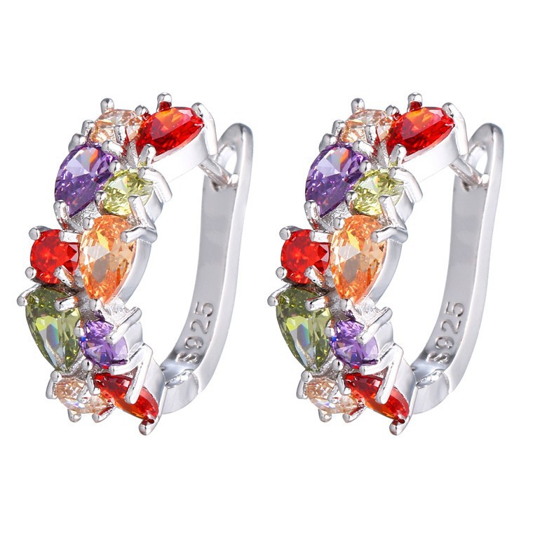 Women's colorful teardrop zirconia ear cuffs, Mona Lisa series earrings, accessories, small ornaments