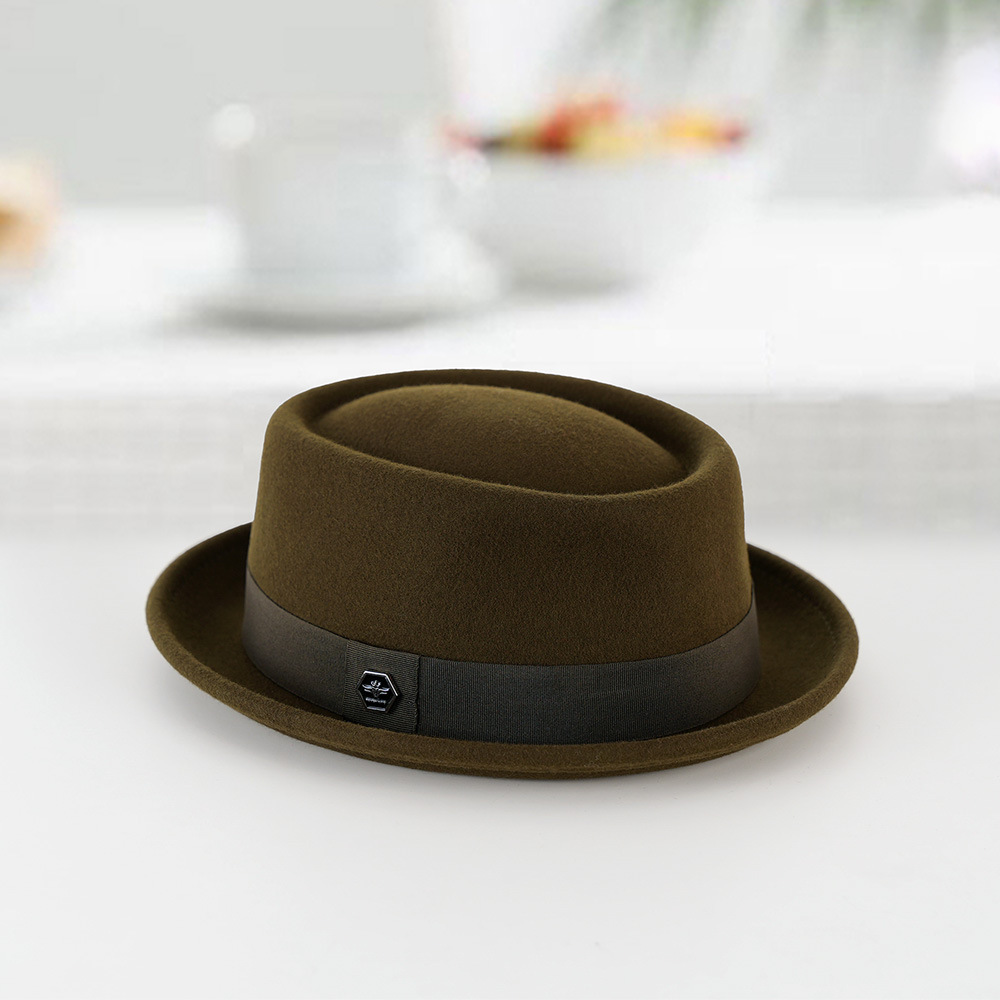 Pure Wool Concave Round Top Fedora 2025 Autumn/Winter Gentleman Comfortable Breathable Warm Hat