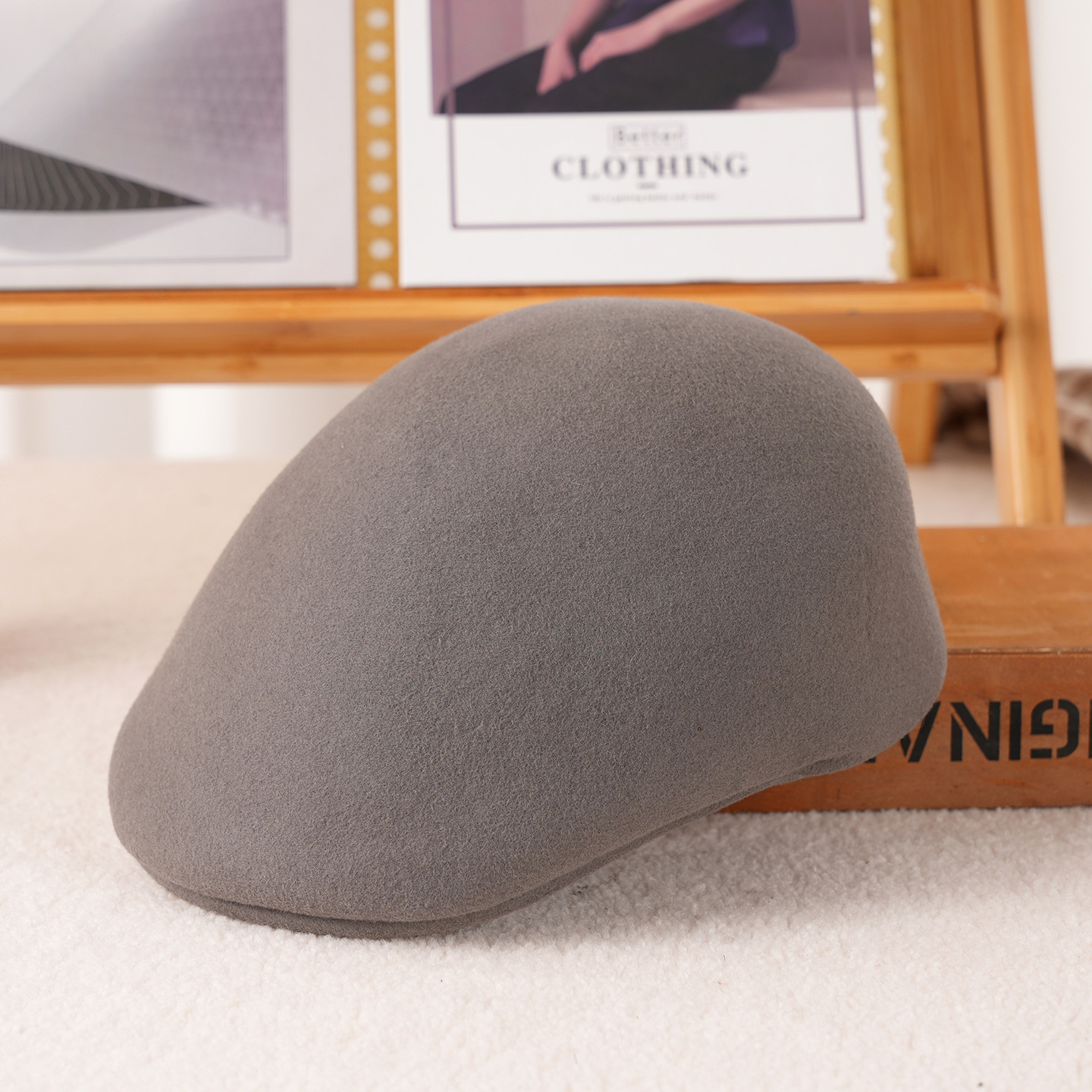 Forward Cap Pure Wool Felt Autumn/Winter Men and Women Simple Beret Breathable Warm Visor Hat