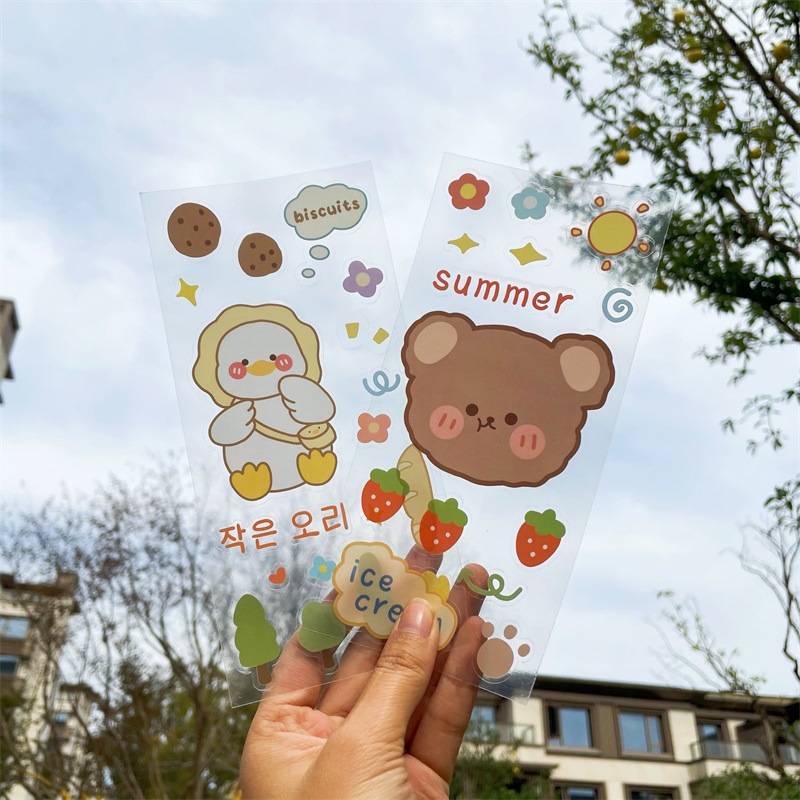 Cartoon transparent PVC sticker storage box waterproof sticker cute girl sticker thermos cup sticker crystal sticker