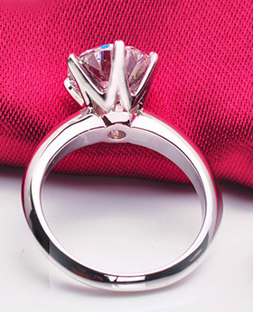 JZ017 Six-claw simulated diamond women's ring 50 points platinum color wedding 1 carat 2 carat 3 carat cubic zirconia ring