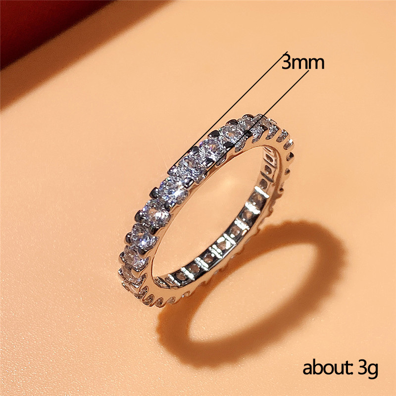 Cao Shi New Starlight Women's Ring Full Pavé Simulated Zircon Ring Band Ring