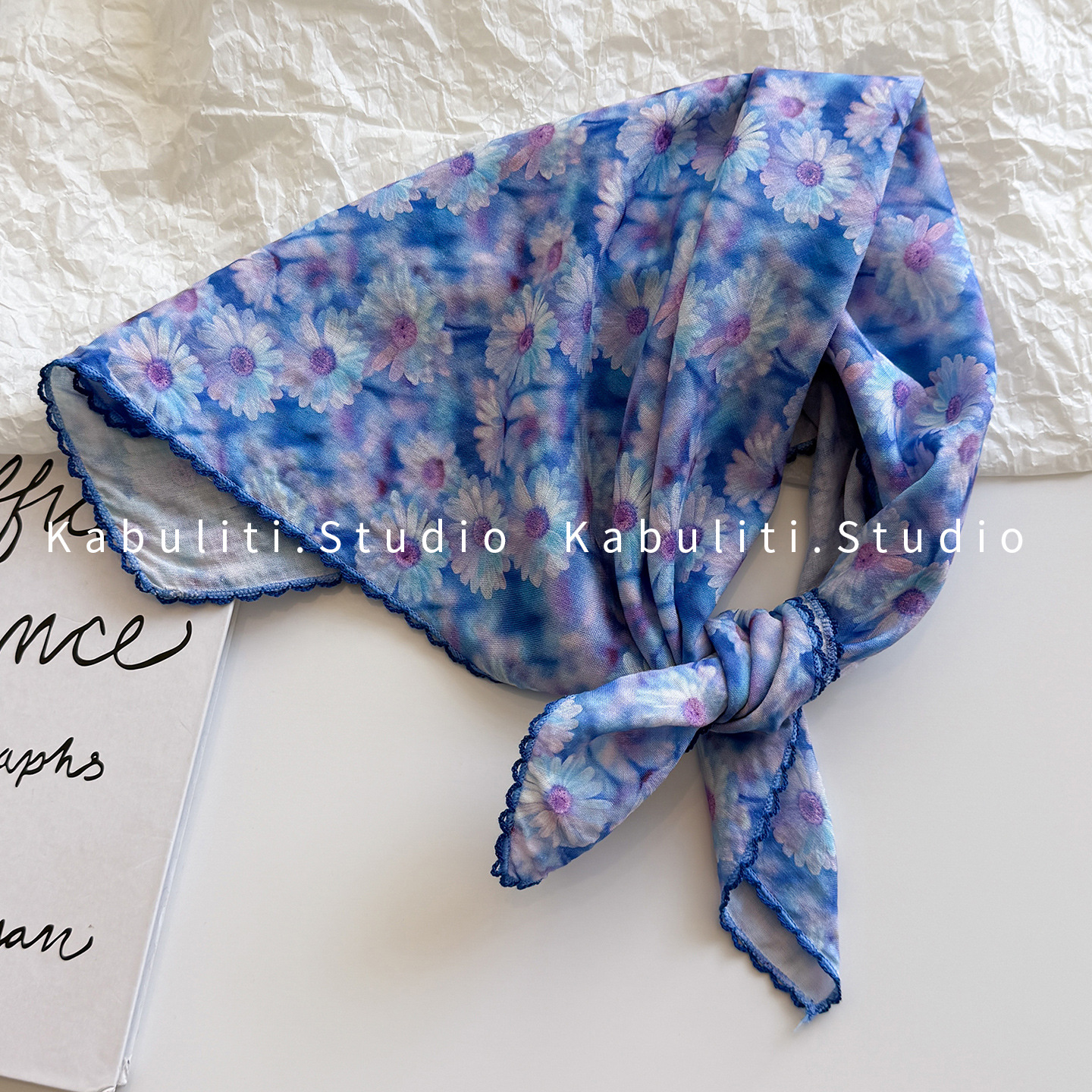 Small square scarf women's triangle headwrap sun protection hair band neck protection shirt neck scarf gauze scarf thin scarf
