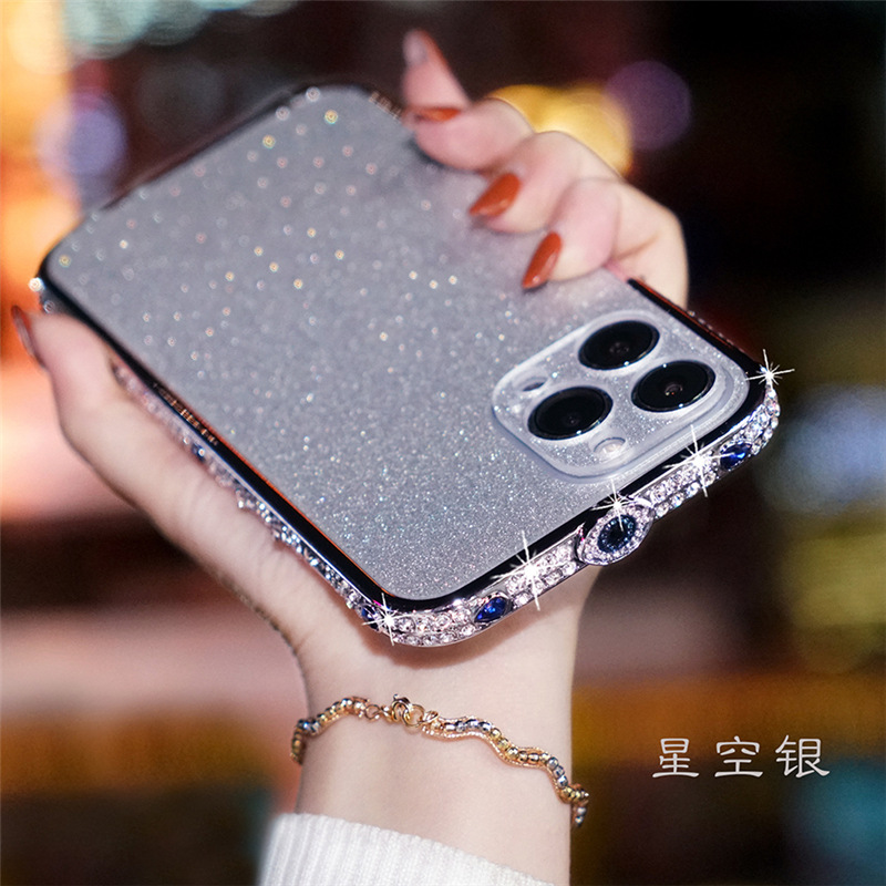 Demon Eye suitable for Apple 14 phone case luxury glitter iPhone12 rhinestone metal border 13/Xsmax
