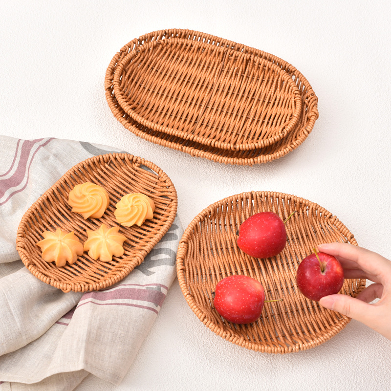 Imitation rattan fruit basket, hotel restaurant rattan snack plate, melon seed and french fry basket, KTV bar snack storage bin