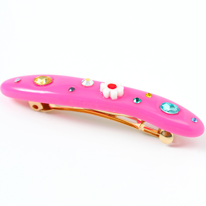 Kenjie original summer candy-colored resin rhinestone hair clip for women, exclusively supplied colorful hair accessory