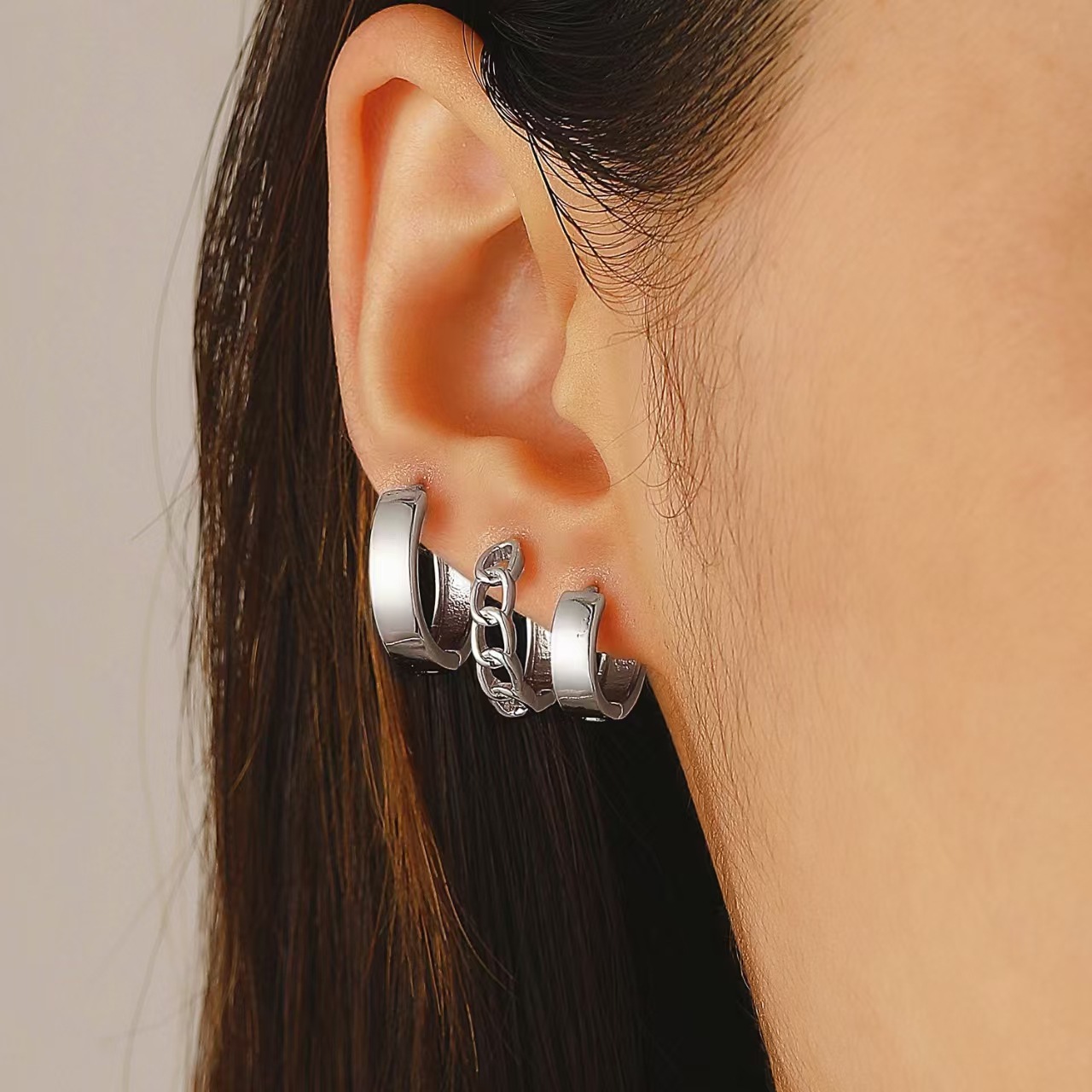 Simple Earring Hoop Niche Unisex Alloy Earring Rock Punk Earrings