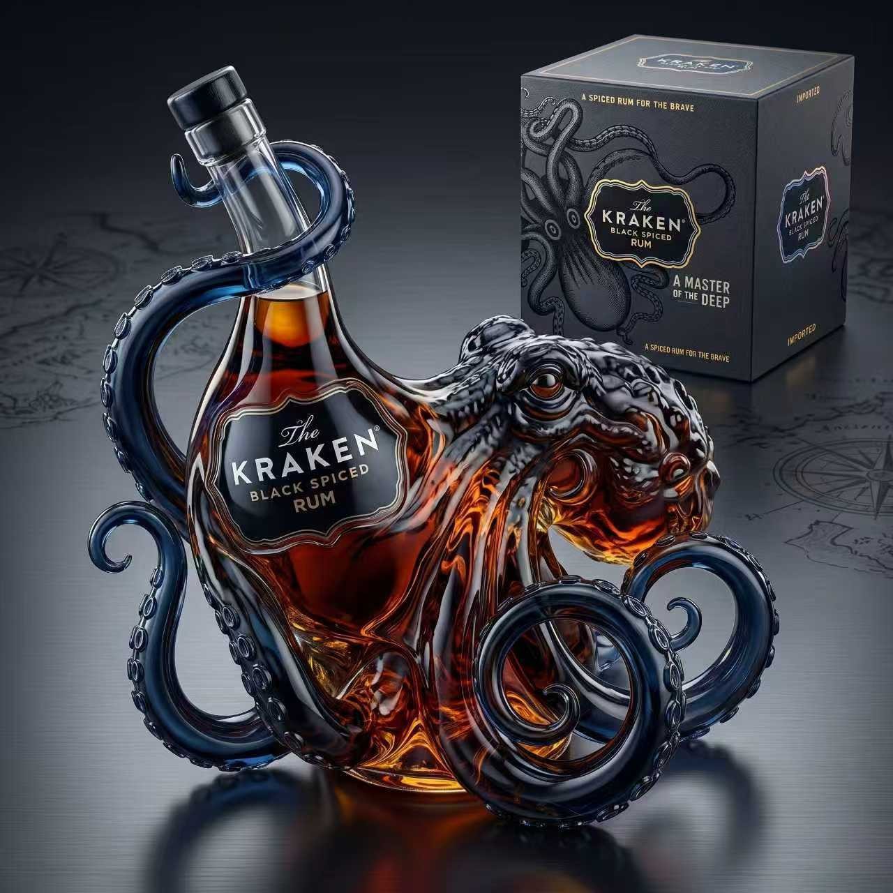 New commemorative octopus wine bottle colored bottle glass bottle commemorative glass whiskey bottle
