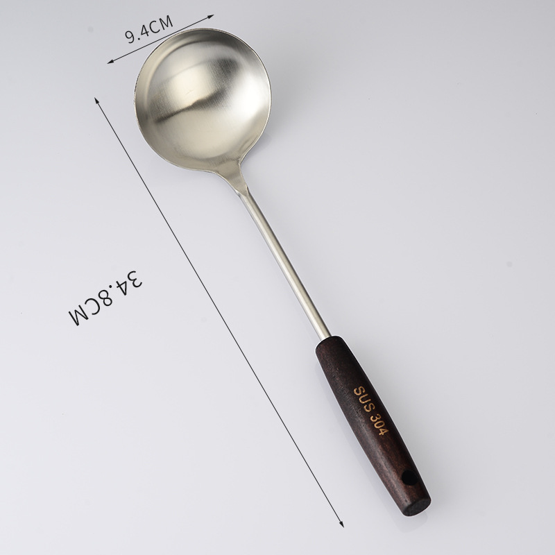 304 stainless steel cooking spatula spoon kitchen utensils anti-scald wooden handle spatula household frying spatula pan