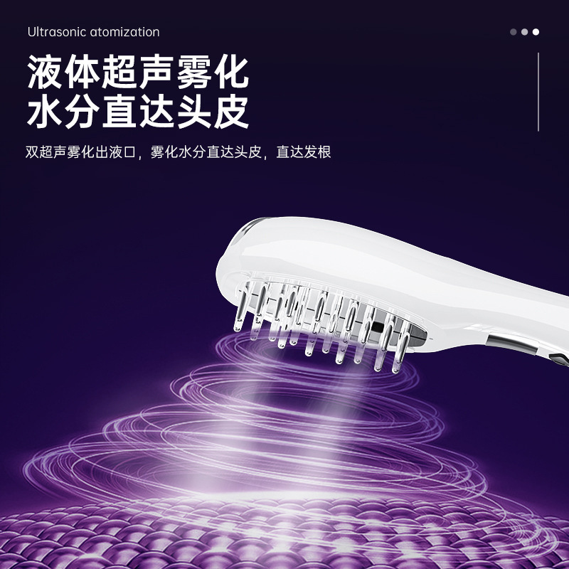 2026 Head Meridian Massage Comb Hair Growth Liquid Ultrasonic Atomization Scalp Application EMS Ion Vibration Red Light Hair Care