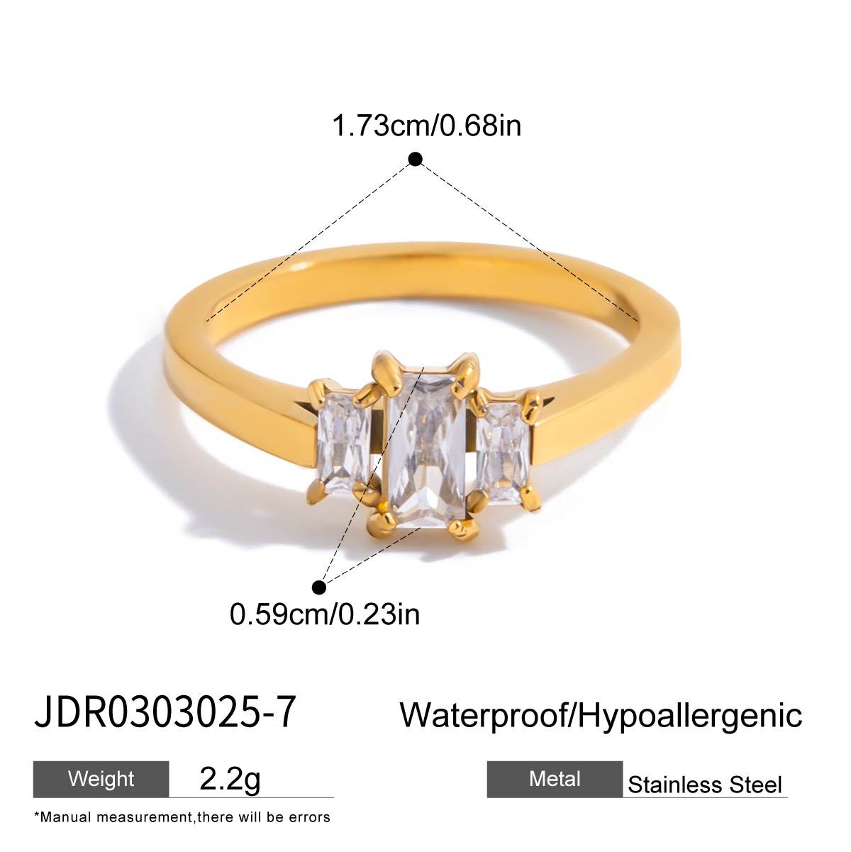 Jieding zircon hand jewelry small square sugar ring titanium steel jewelry women stainless steel accessories