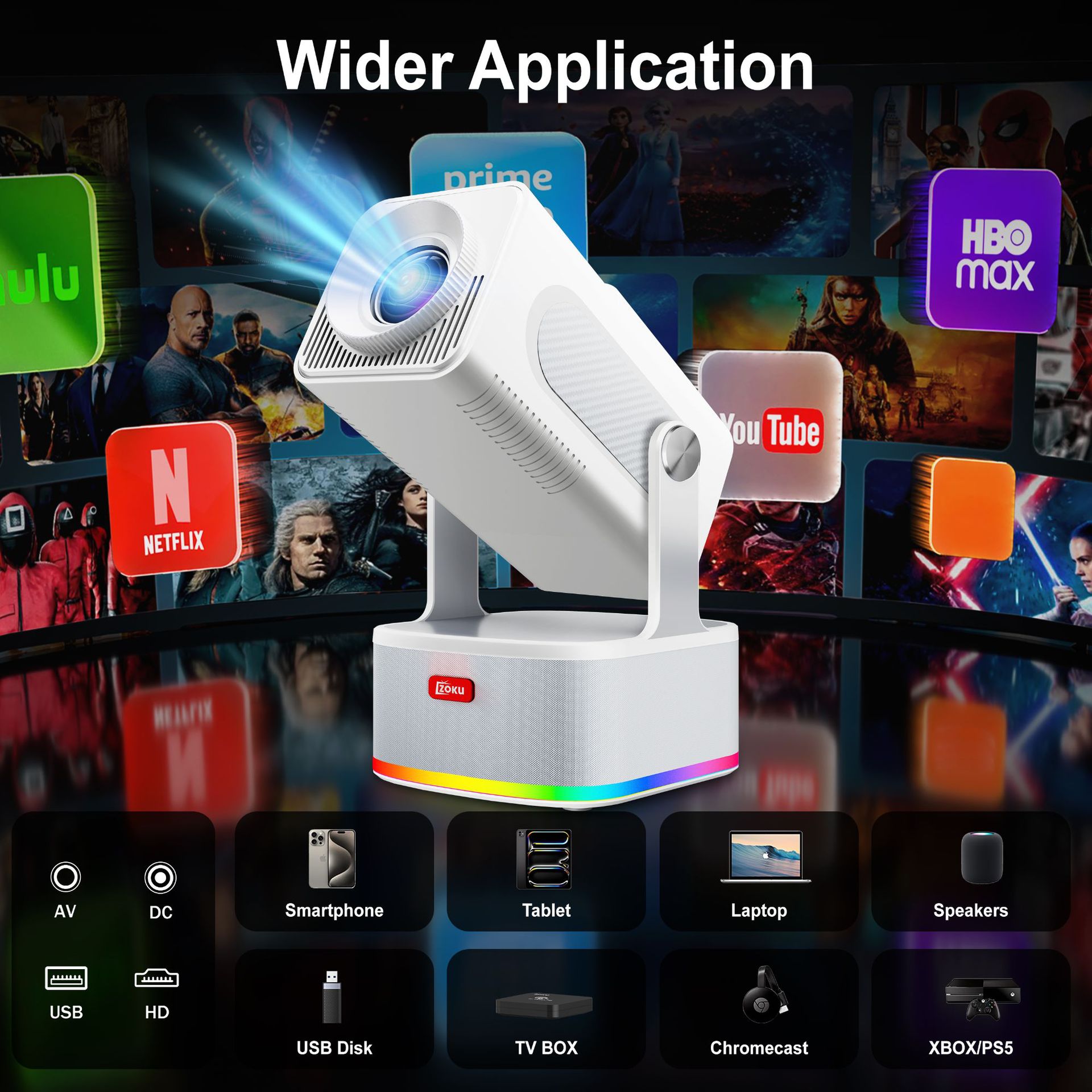New HCS350plus Projector Game KTV Home Theater 1080P Android HD Smart Projector