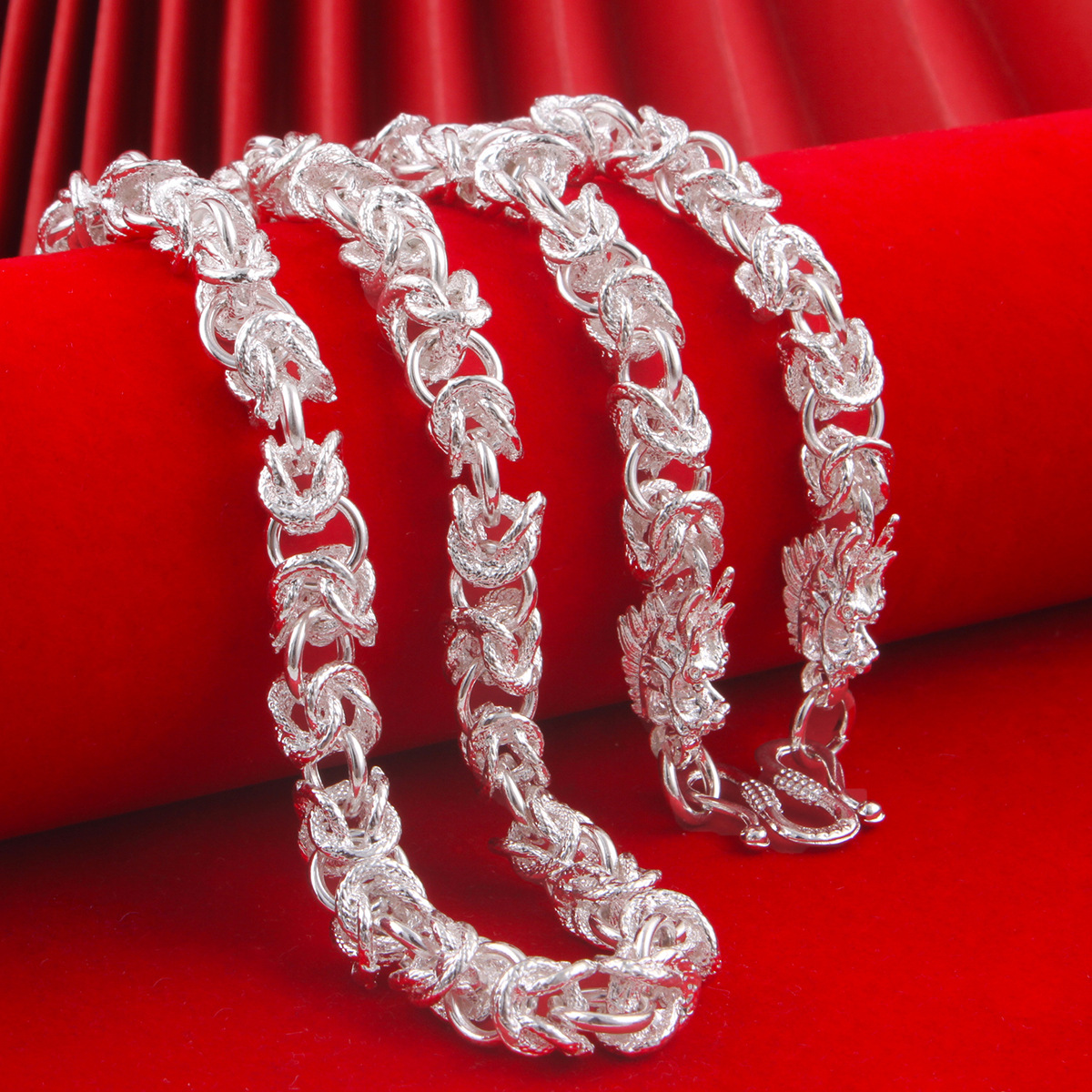 Gold-plated necklace bracelet set dragon head twist snake bone fox tail bold imitation sand gold Vietnam
