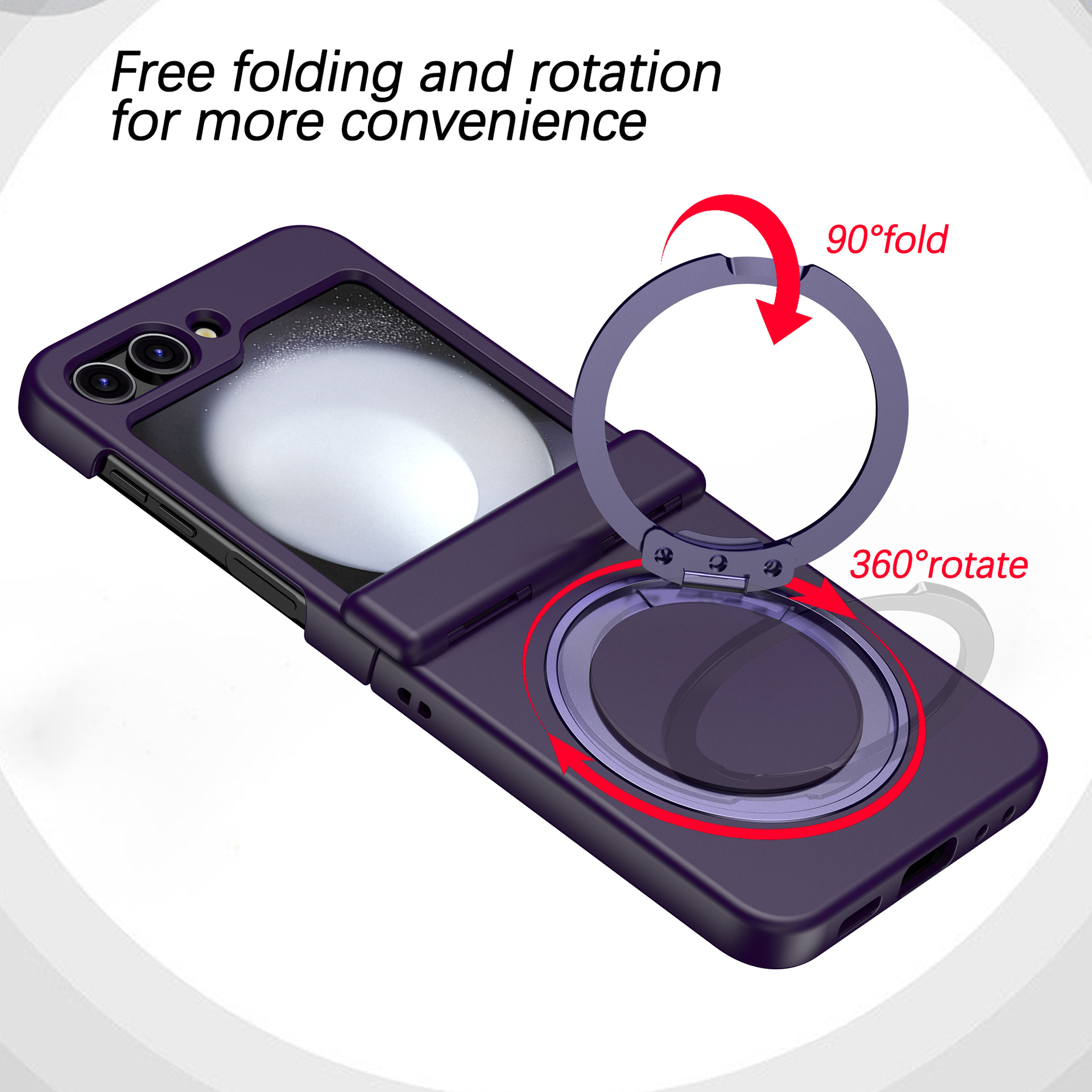 Applicable Samsung Z Flip6/5 Phone Case 360 Rotation Bracket Magnetic Wireless Charging Full Coverage Hinge Anti-Fall