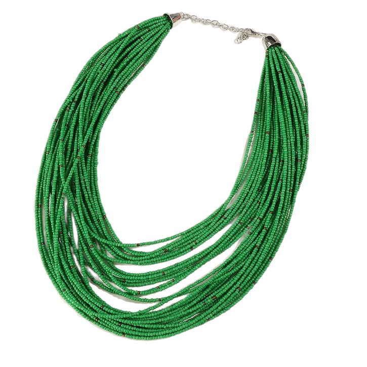 Bohemian Multi-Layer Bead Necklace Earring Set Ethnic Style Sweater Chain Women Multi-Layer Accessories