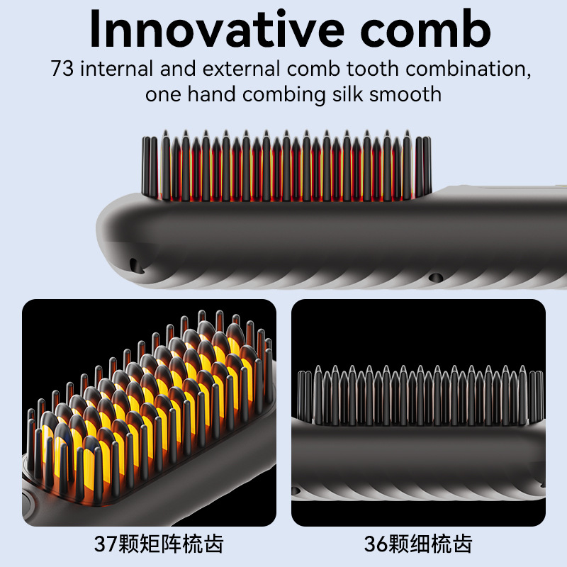 New Negative Ion Wireless Hair Straightening Comb Straightener Non-damaging to Hair, Rechargeable Portable Straightening