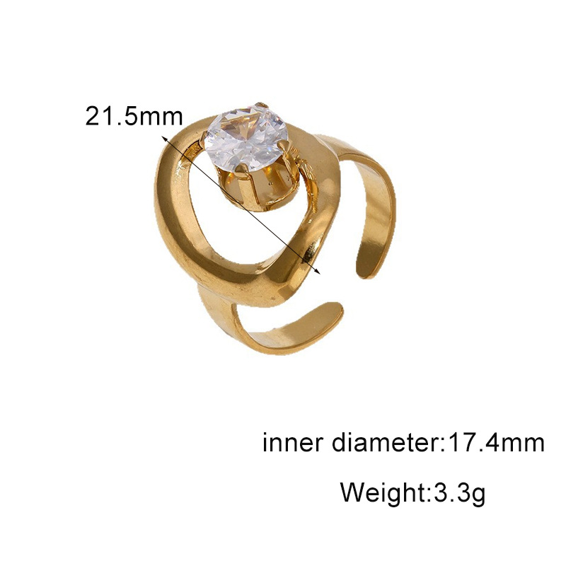 18k gold-plated titanium steel open ring stainless steel ring hand jewelry