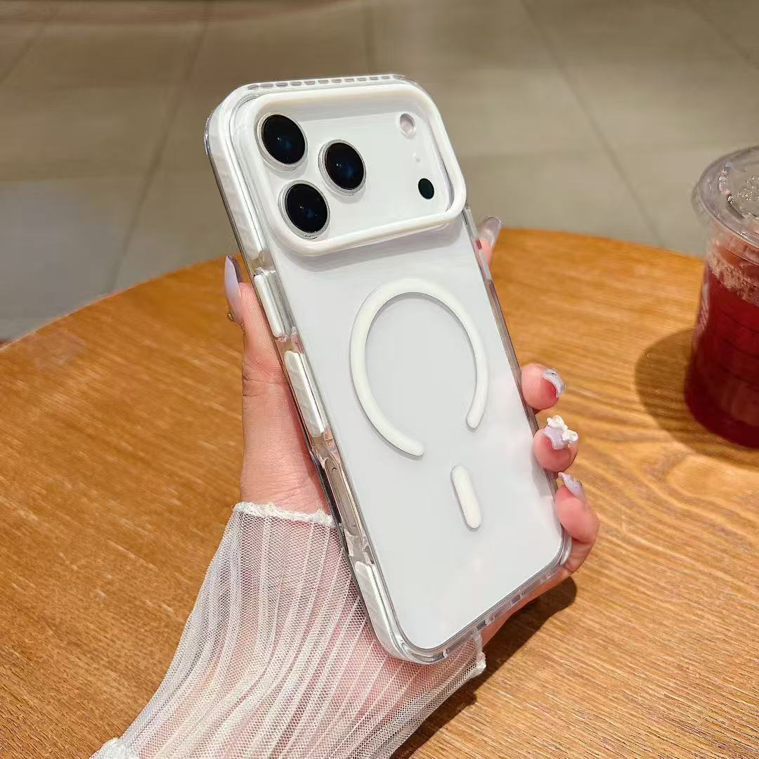 Japan and Korea good quality compatible with Apple 17 two-color 2.0 acrylic half ring magnetic wireless charging phone case