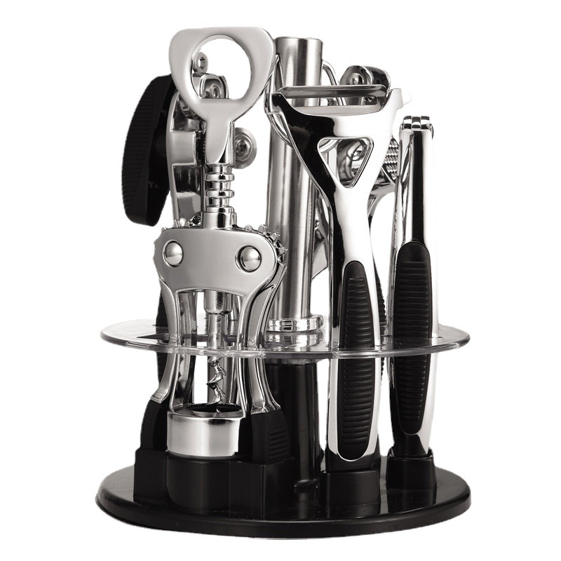 Marketing European Kitchen Tool 5-Piece Set Red Wine Opener Walnut Cracker Peeler Set Stainless Steel